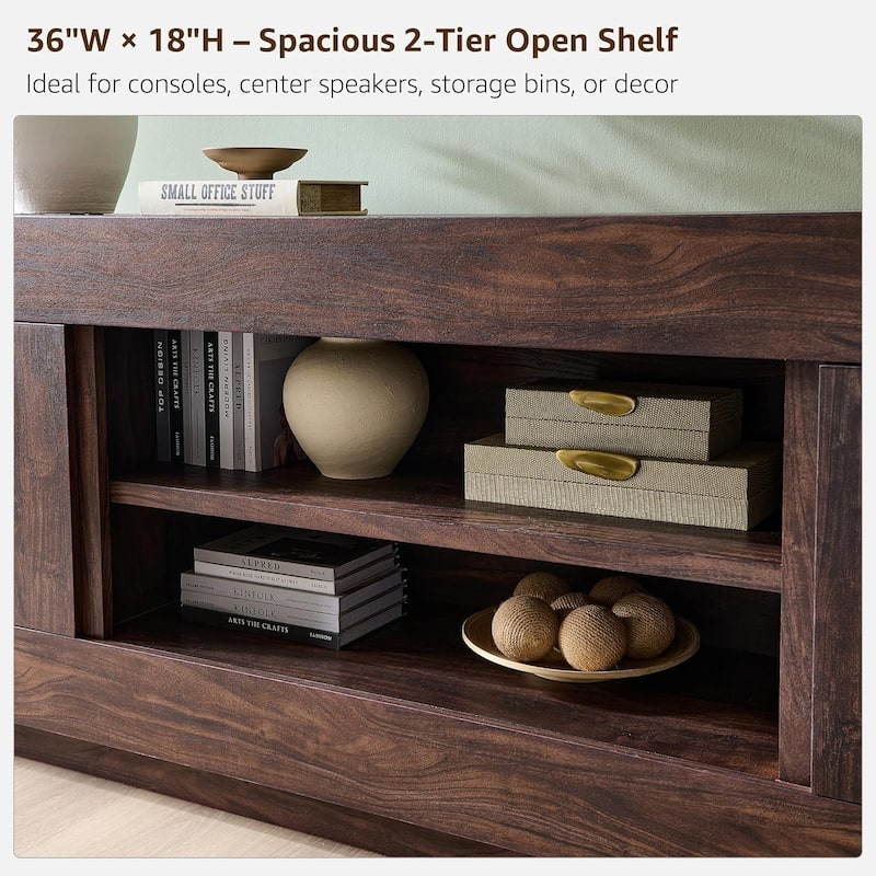 Modern TV Stand, Entertainment Center for TVs Up to 80", Thick Wood