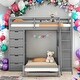 preview thumbnail 1 of 38, Modern Twin over Twin Bunk Bed With LED Light And USB Ports,Solid Construction for Kids Grey