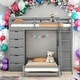 preview thumbnail 2 of 38, Simple Twin over Twin Bunk Bed With LED Light And USB Ports