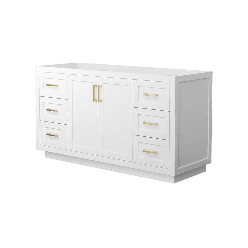 Wyndham Collection Miranda 60" Single Free Standing Vanity Cabinet - White / Brushed Gold Hardware