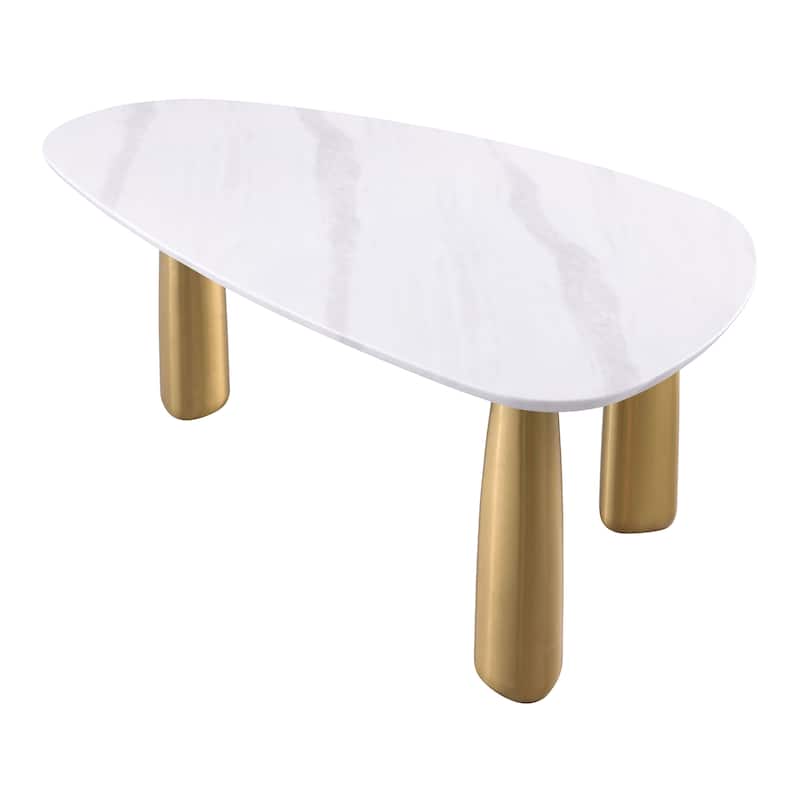 Furniture of America Luvien Modern 7-Piece White Sintered Stone Top Oval Dining Table Set