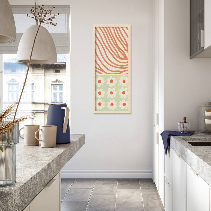 Amanti Art Framed Fabric Pinboard Flowers Composition 2 by Nktn Printed Bulletin Board - Board Size 16 x 40