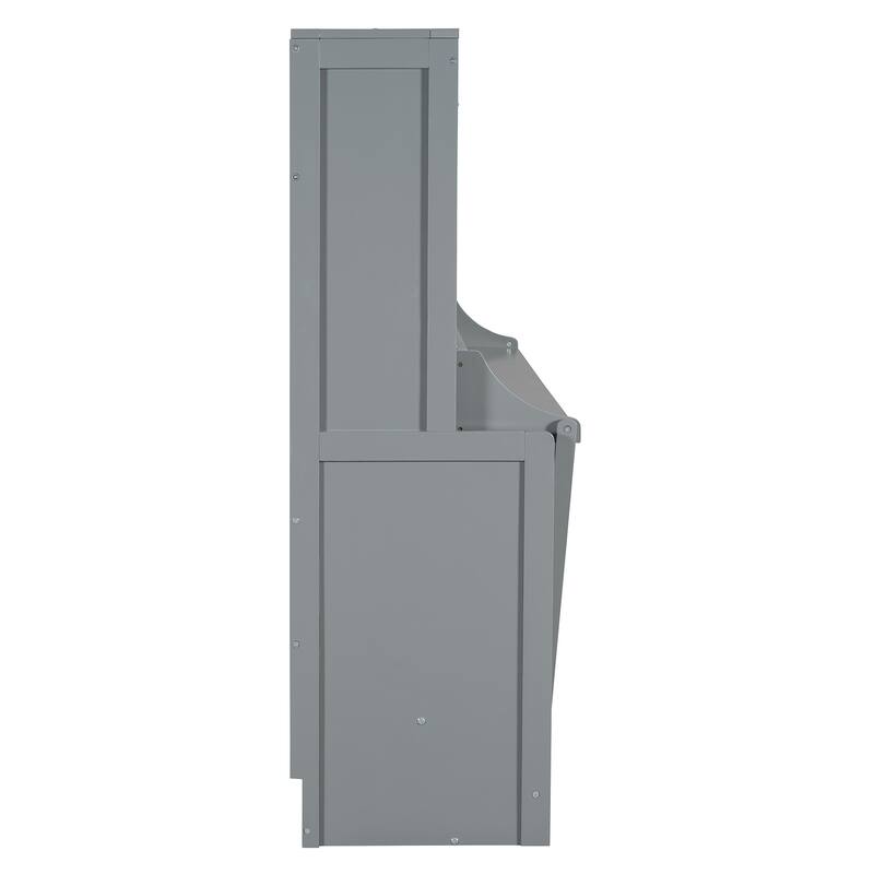 Full/Queen Wall Murphy Bed with Desk and Hydraulic Lift - Space-Saving Design, White or Gray, 600 lbs Capacity