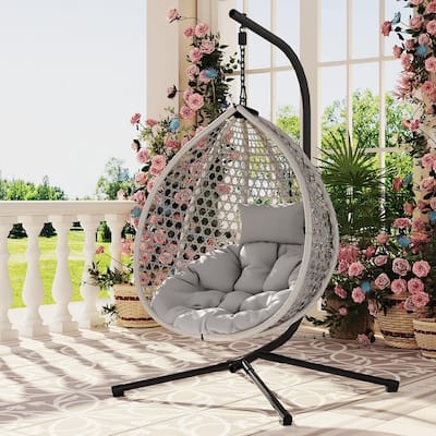 Wicker Hanging Egg Chair for Indoor and Outdoor Relaxation