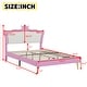 preview thumbnail 15 of 25, Modern Twin Upholstered Princess Bed with Crown-Shaped Headboard, LED Lighting, Pink & White Frame, Sturdy Quiet Design