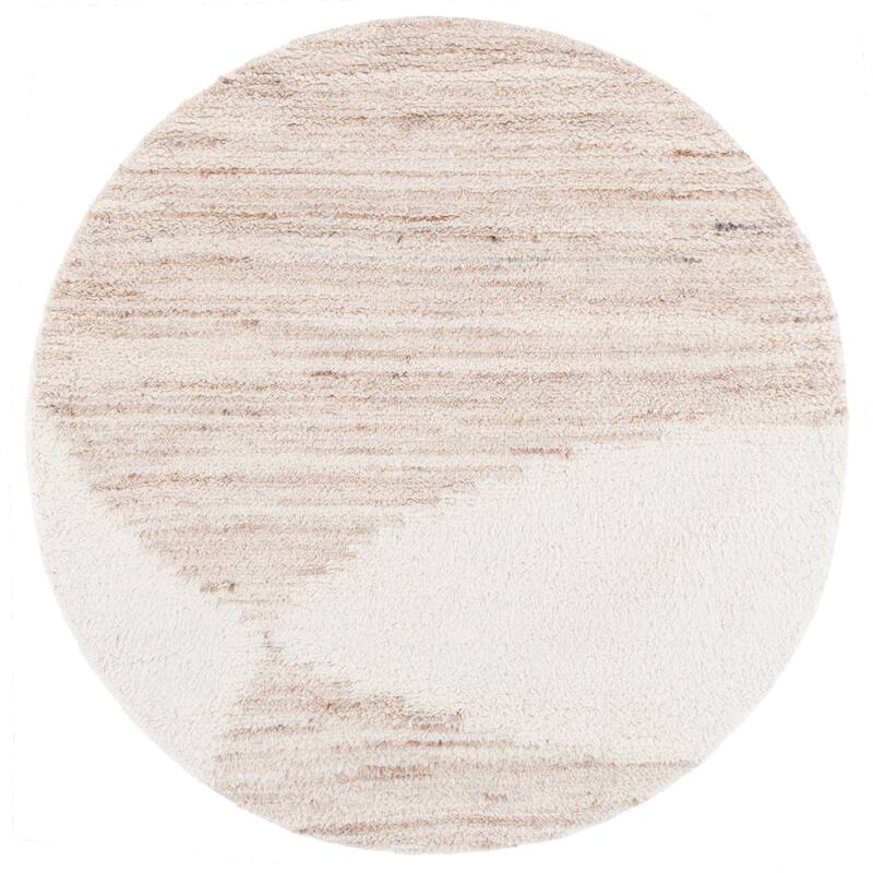SAFAVIEH Handmade Vermont Nicolle Transitional Wool Rug - 6' Round - Beige/Ivory