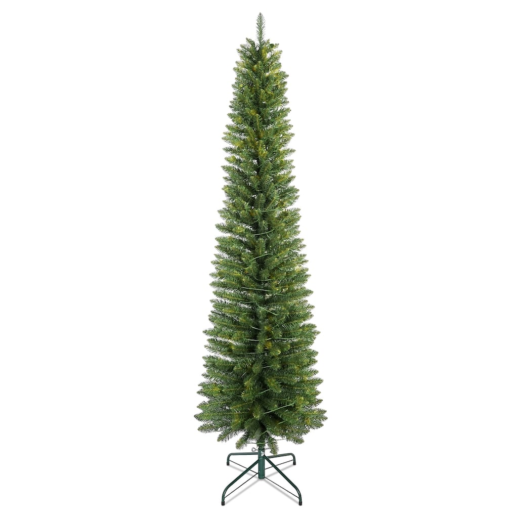 Slim PVC Green Pencil Christmas Tree with Stable Metal Stand, Perfect for Small Spaces & Corners