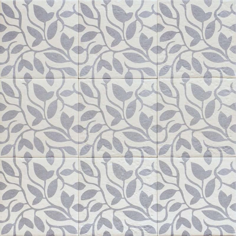 Verity Vine 8x8 Matte Porcelain Encaustic Tile - Floor, Wall, Backsplash