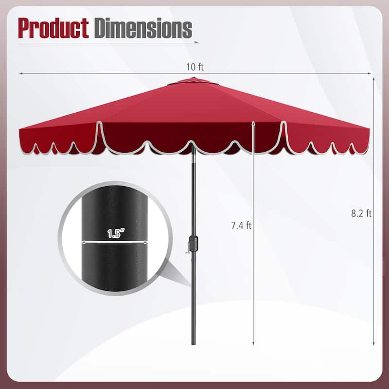 10 FT Patio Umbrella Market Table Umbrella Outdoor Sun Shade w/Crank