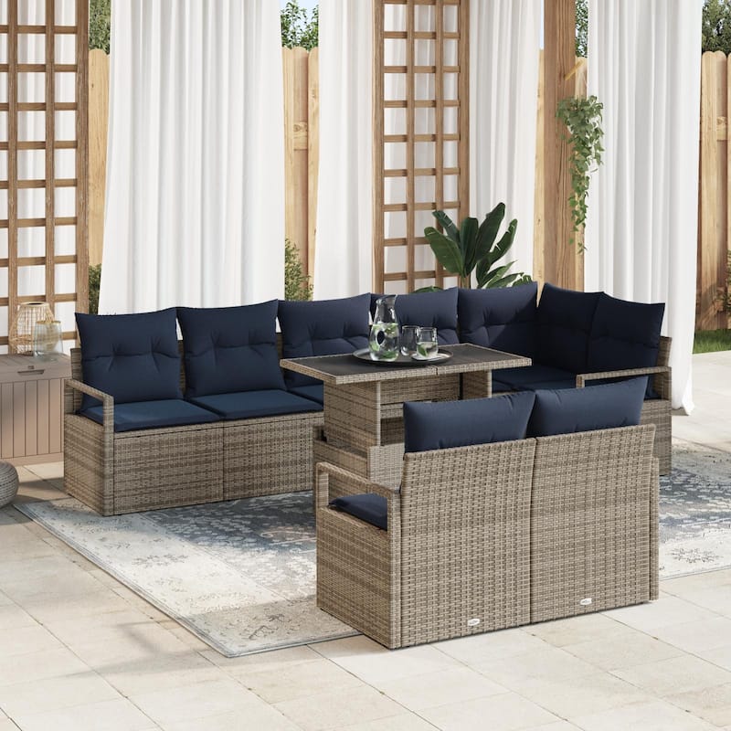 vidaXL 9 Piece Garden Sofa Set with Cushions - 113×48×27.2 - Grey