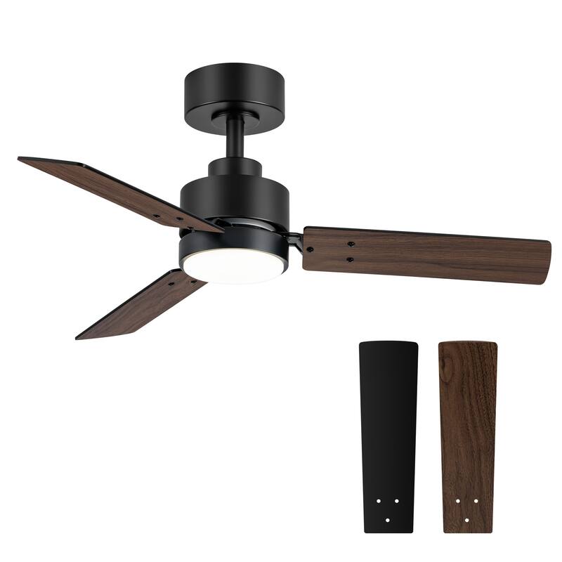 36/42/52-Inch Reversible 3/5-Blade Integrated LED Ceiling Fan with Light Remote