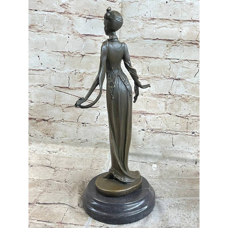 Art Deco Bronze Fashion Model Statue Sculpture Figure Decor 13 Inches X 5 Inches
