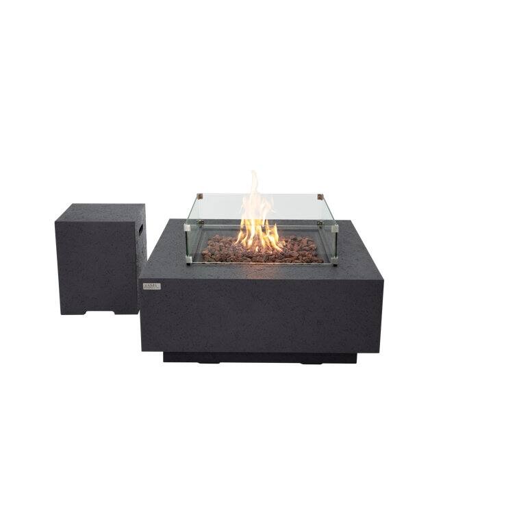 AMS Fireplace Brooklyn Travertine Fire Pit Bundle - 40" x 40" x 17"