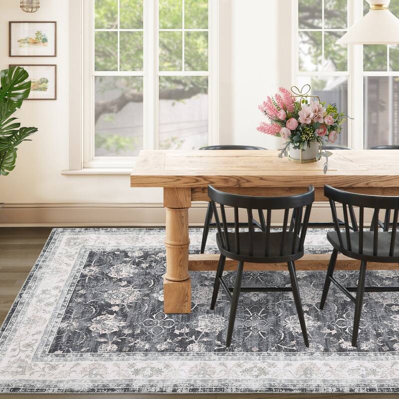 Garvee Boho Rugs Bohemian Rugs Floral Distressed Area Rug