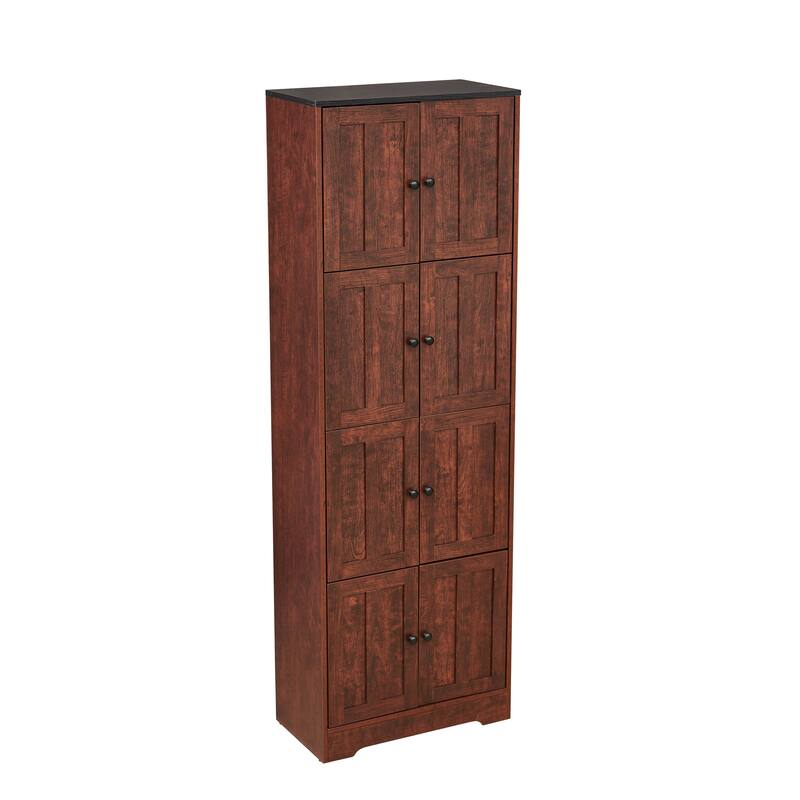 Tall Storage Cabinet with 8 Doors and 4 Shelves, Wall Storage Cabinet for Living Room, Kitchen, Office, Bedroom, Bathroom