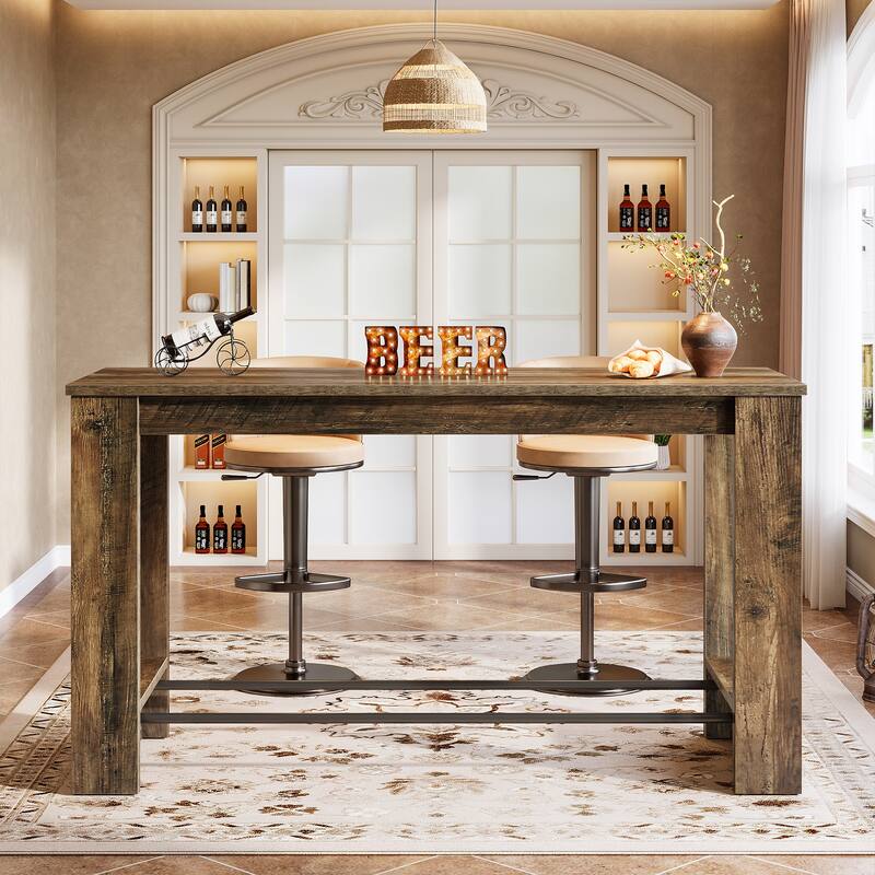 63'' High Top Bar Table, 37.4'' Counter Height Pub Table