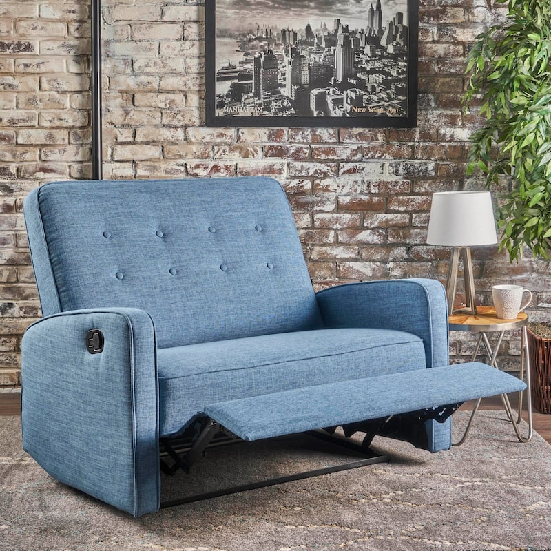 Roomfitters 47 Inch Wide Manual Standard Recliner Chair with Plush Seat - Blue