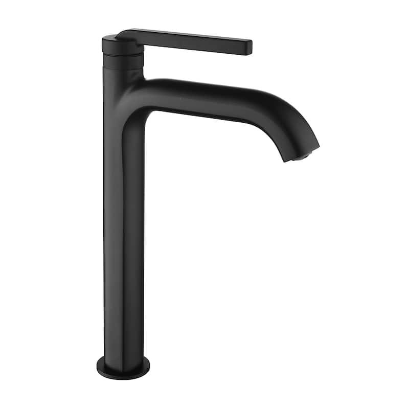 Single Handle Bathroom Vessel Sink Faucet Brass Modern 1 Holes Bathroom High Tall Faucets Matte Black - Matte Black