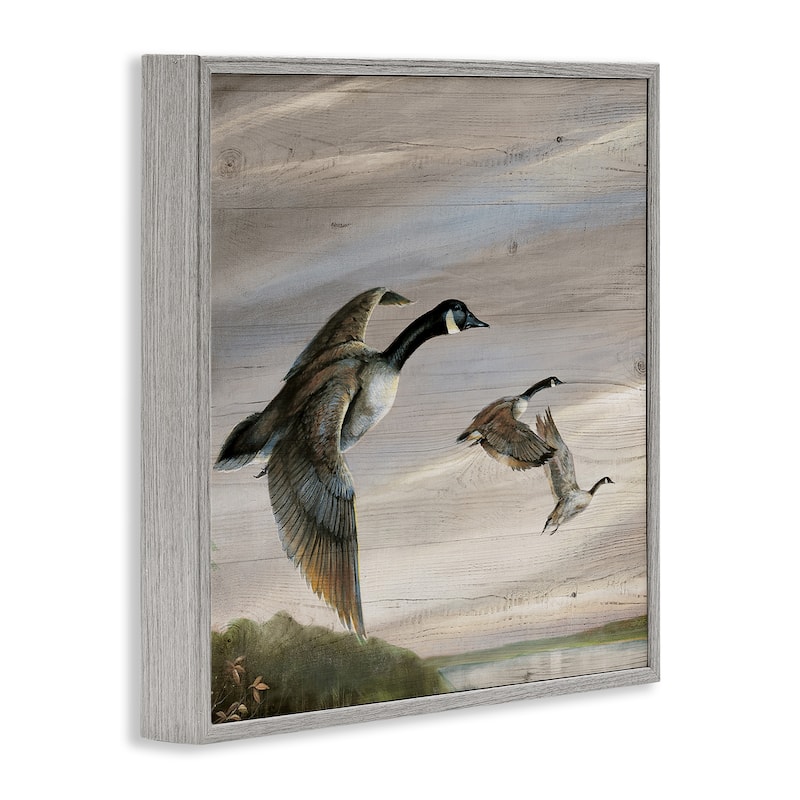 Stupell Flying Geese over Rustic Framed Giclee Art Design By Ruane Manning