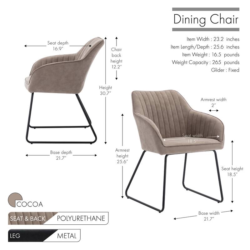 Porthos Home Kylo PU Leather Upholstered Dining Chair with Metal Legs