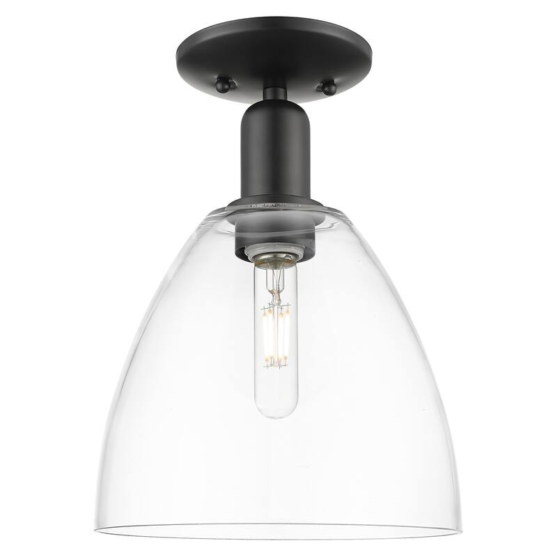 Innovations Lighting 716-1C-13-9 Bristol Semi-Flush Bristol 9" Wide - Matte Black / Clear