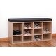 preview thumbnail 2 of 3, Natural Wooden Shoe Cubicle Storage Entryway Bench with Soft Cushion for Seating