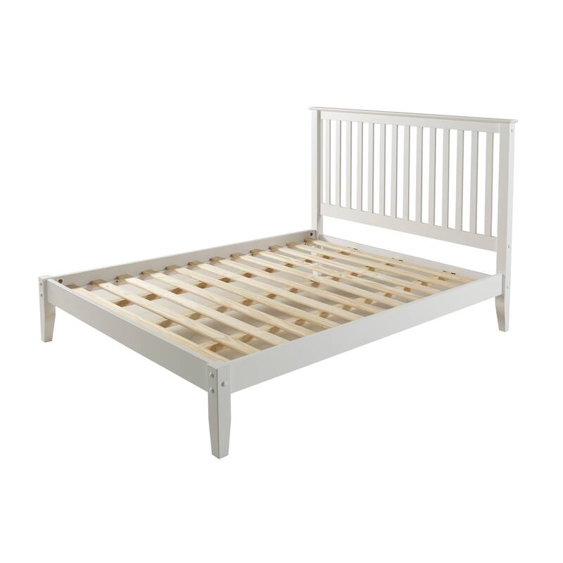 Old World Charm Platform Bed - Solid Pine Wood Bed Frame, No Box Spring Needed, Bedroom Furniture