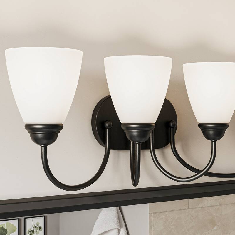 Kichler Lighting Jolie 4-Light Vanity Light with Satin Etched Glass in Black