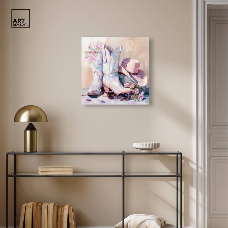 Spring Pink Cowboy Necessities Acrylic by Art Remedy, Ready to Hang