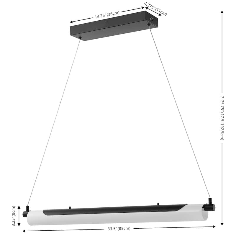 SAFAVIEH Lighting Gertraut 34" Modern & Contemporary Pendant - 34" W x 4" D x 76" H - Black - 34Wx4Dx76H