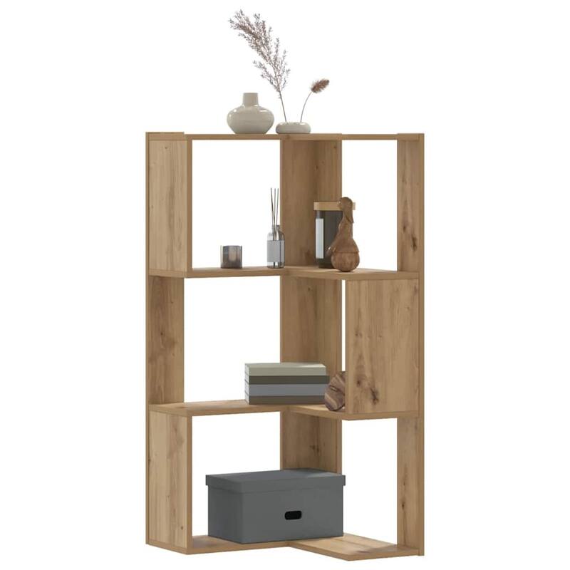 vidaXL Corner Bookcase 3-Tier Oak 19.7x19.7x40.2" Engineered Wood - Oak