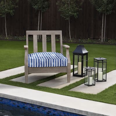 Sorra Home Blue and White Stripe Indoor/Outdoor Corded Deep Seating Cushion