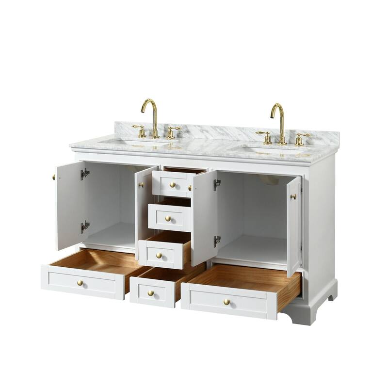 Wyndham Collection Deborah 60" Free Standing Double Vanity Set with
