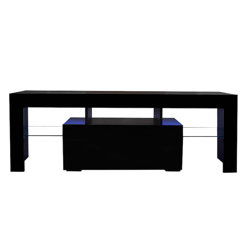 Black 51" Modern TV Stand with RGB LED & Large Drawer for TVs Up to 50"