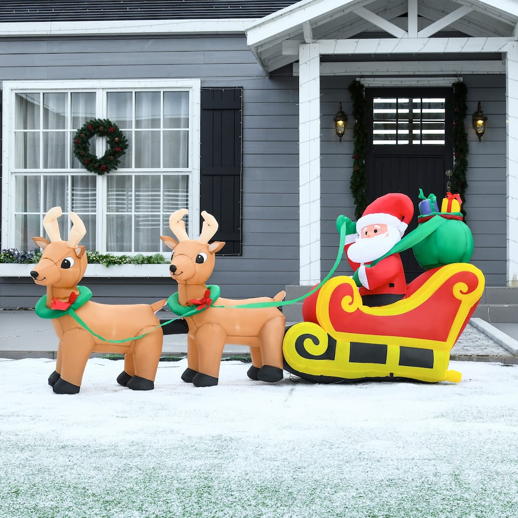 HOMCOM 3.7 ft. Santa Inflatable Christmas Decoration, Christmas Reindeer Decoration