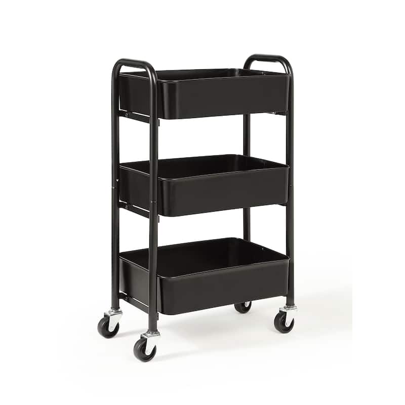 3-Tier Delicate Compact Rolling Metal Storage Organizer - Black