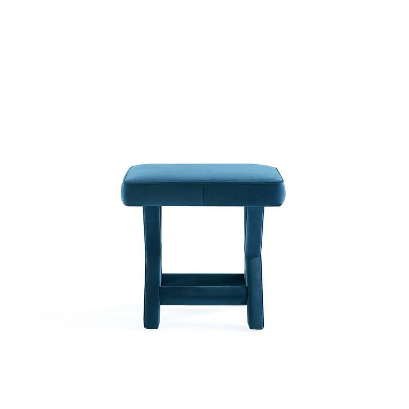 Manhattan Comfort Abigail Mid Century Modern Velvet Upholstered Ottoman.