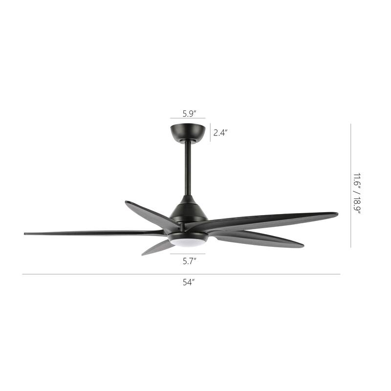 GetLedel 54" Solid Wood 5-Blade Ceiling Fan with Dimmable LED and Remote Control