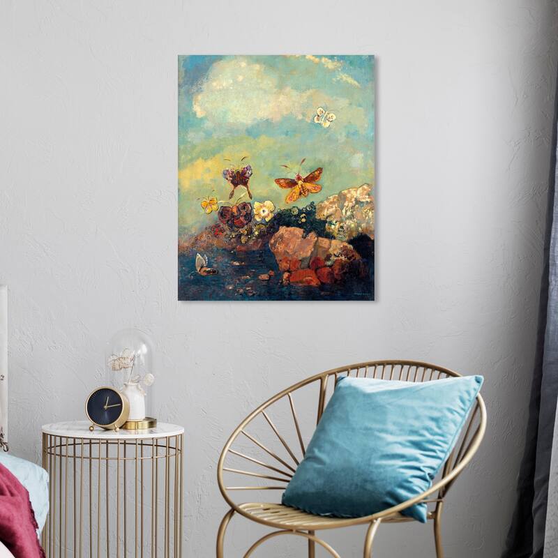 Wynwood Studio Canvas Animals Odilon Redon - Butterflies Blue and Celeste Traditional Wall Art Canvas Print - 20 x 24