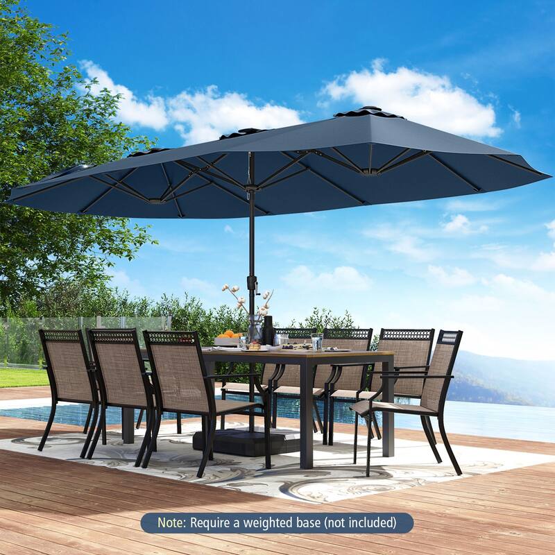 Costway 15.5 FT Extra-Large Patio Umbrella with LED Solar Lights & 12 - See Details