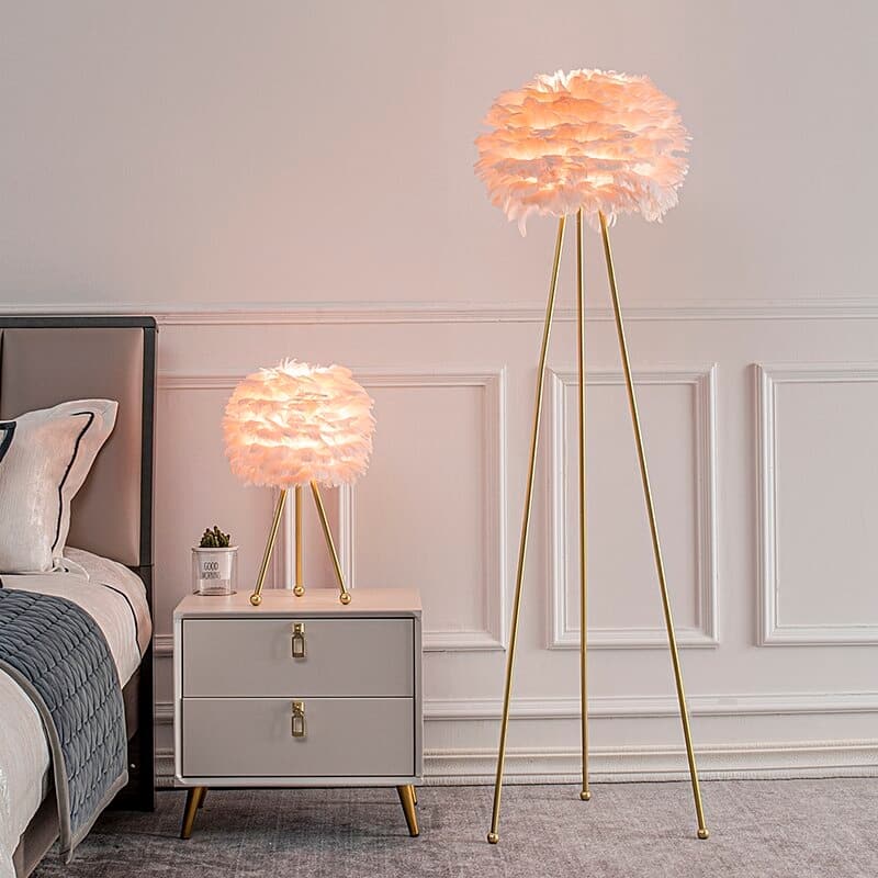 Maxax 60" Tripod Feather Shade Floor Lamp - N/A