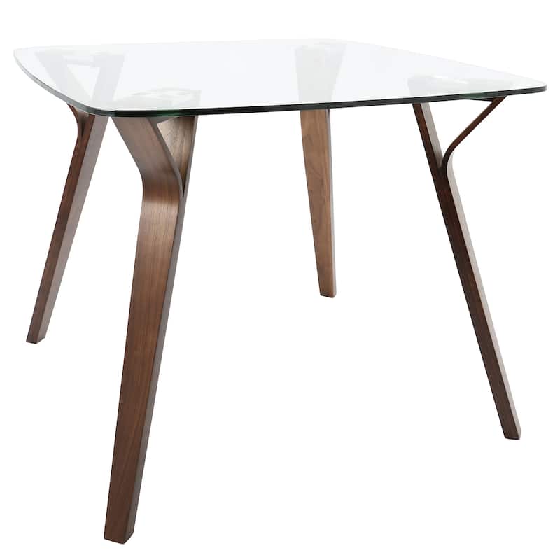 Folia Mid-century Modern Square Dining Table - Clear Glass