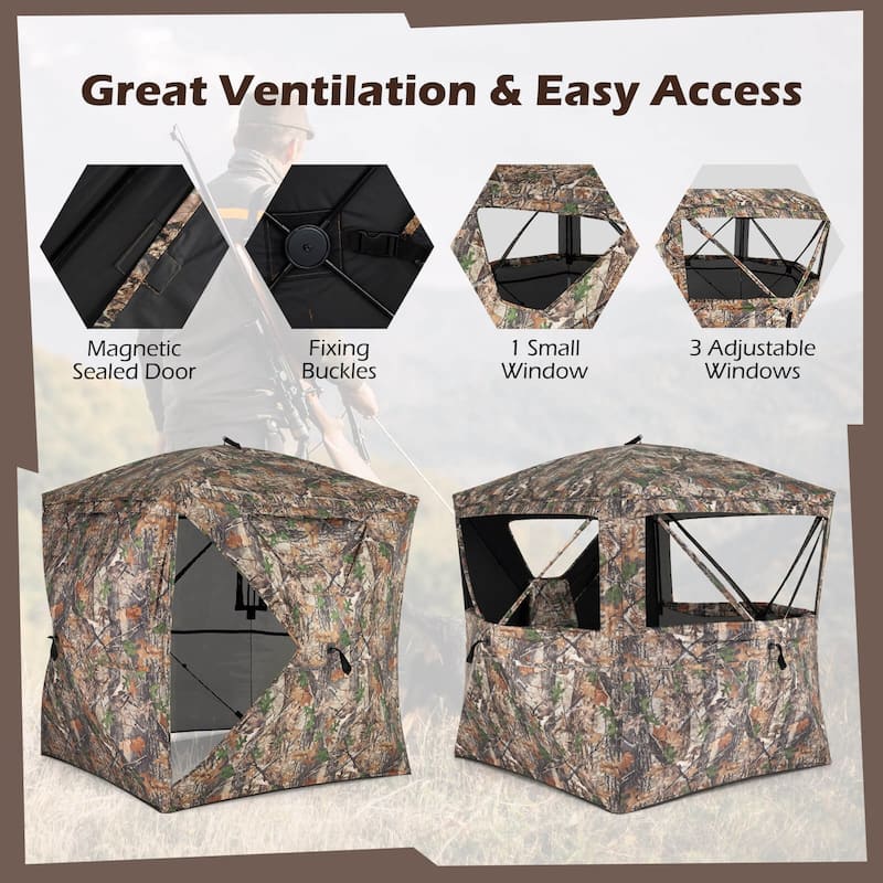 Costway 270° See Through Hunting Blind Tent, 2-3 Person Pop-Up Ground - See Details