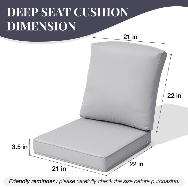 22''D x 21''W x 3.5''T Patio Fabric Outdoor Seat Cushions Set (Seat & Back)