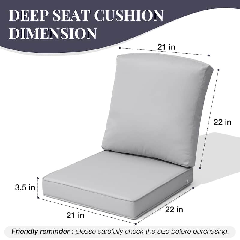 22 x 21 in Patio Premium fabric Outdoor Seat Cushions Set (Seat & Back)