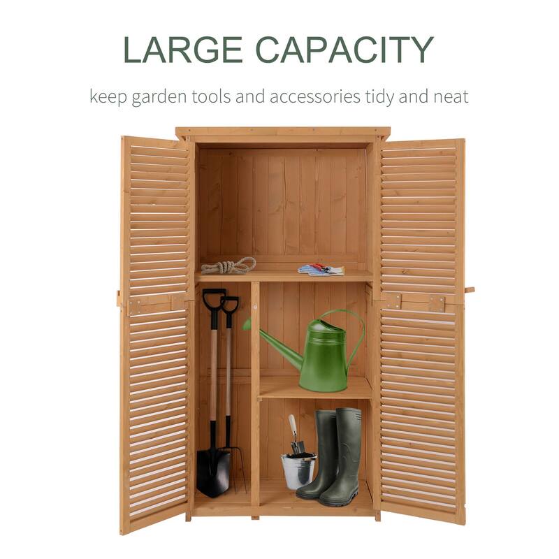 Outsunny 3' x 5' Wooden Garden Storage Shed with Asphalt Roof & 2 Large Wood Doors with Lock, Natural