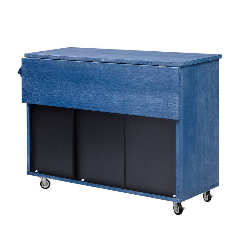 Mobile Kitchen Island on Wheels, Rolling Island Cart with Drop Leaf, Kitchen Island with Storage Rack & Adjustable Shelves