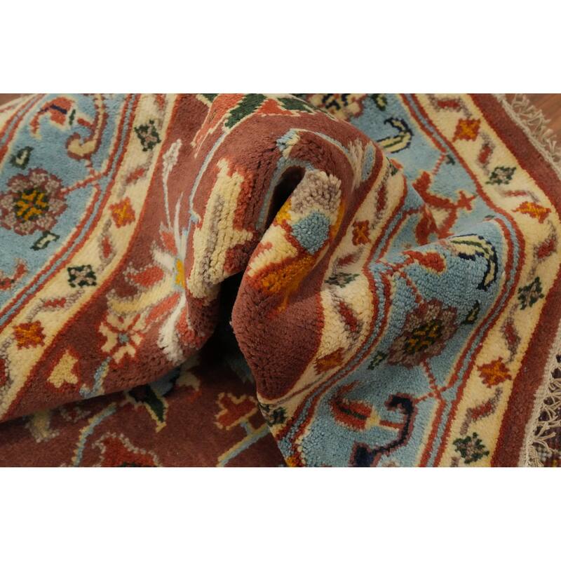 Hand-knotted Transitional Wool Carpet Orange Oushak Rug Floral Oriental Area Rug - 8' 8'' X 5' 8''