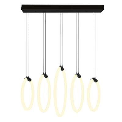 Hoops 5 Light LED Chandelier With Black Finish