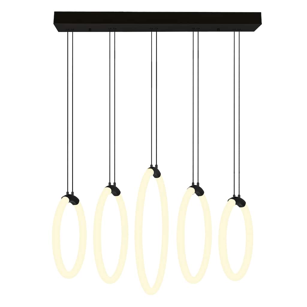 Hoops Integrated LED 23in 5 Ring Black Chandelier
